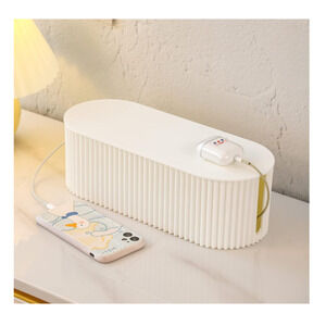 Cable Management Tan Box with 10 Cable Ties Organizer Box for Power Strips NEW